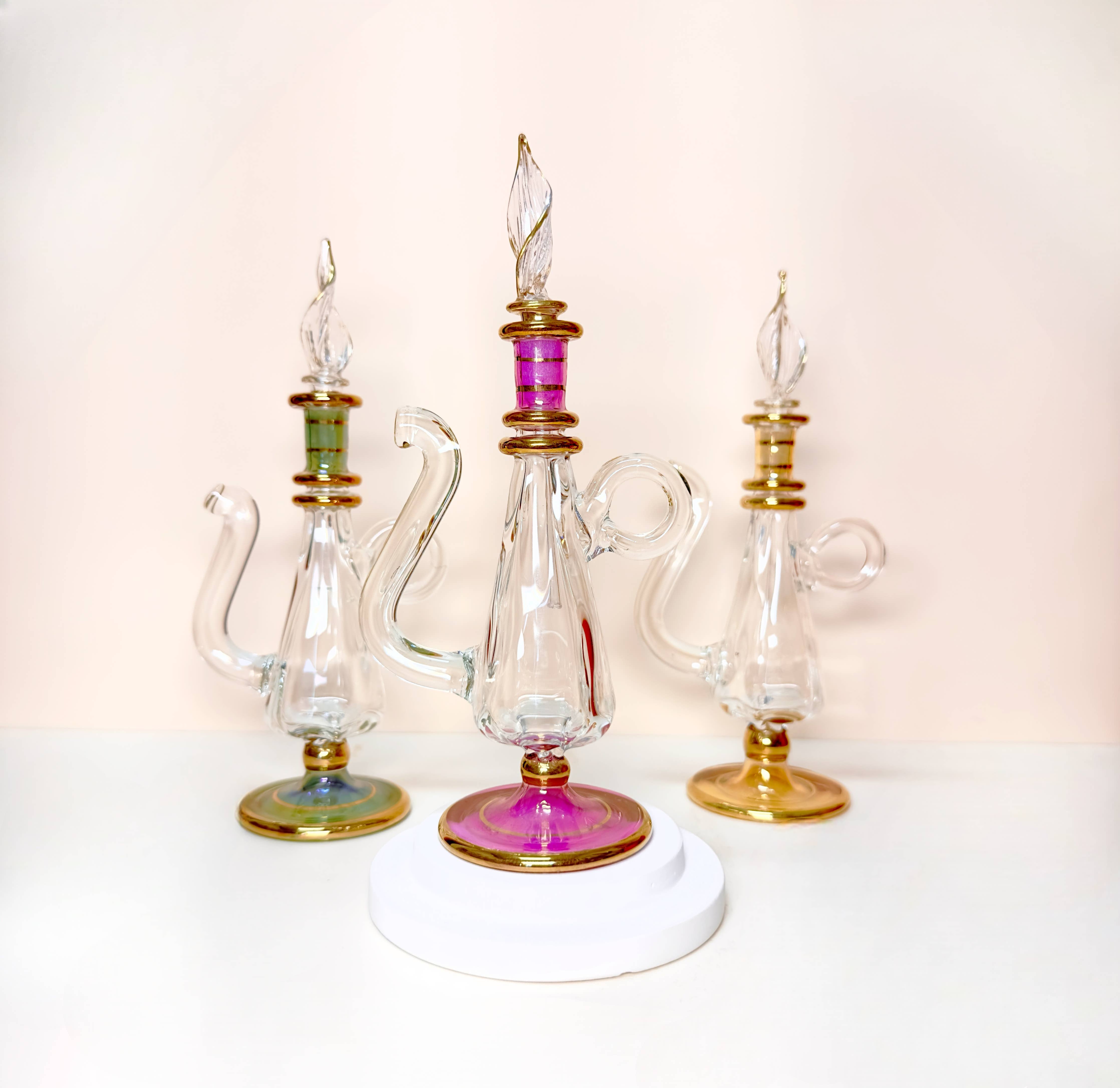 EGYPTIAN GLASS BOTTLES Hand-Blown Glass Perfume Bottle – Sage